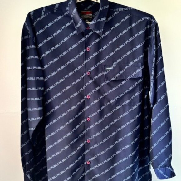 Fubu The Collection Shirt 3XL Navy Blue Long Sleeve Spellout Fubu Streetwear - Picture 1 of 8